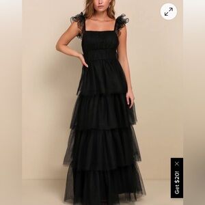 Black Tiered Evening Dress